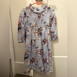 Janie and Jack Floral Print Dress in Blue and Pink